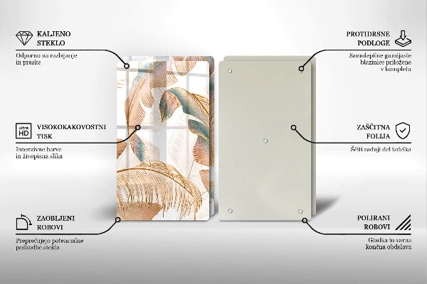 De vidrio templado Plumas y hojas boho