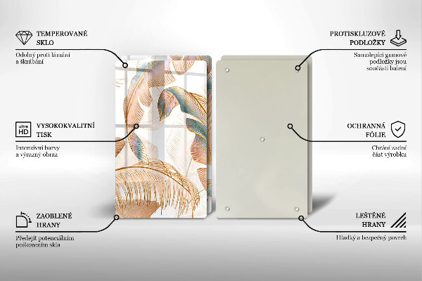 De vidrio templado Plumas y hojas boho