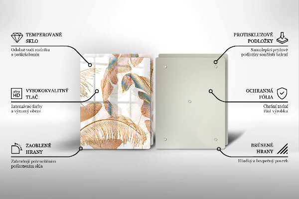 De vidrio templado Plumas y hojas boho