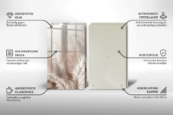 De vidrio templado Hojas de vegetación boho