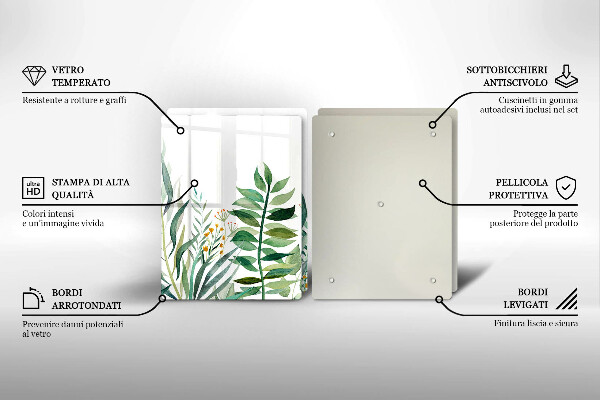 De vidrio templado Ilustración de hojas de plantas