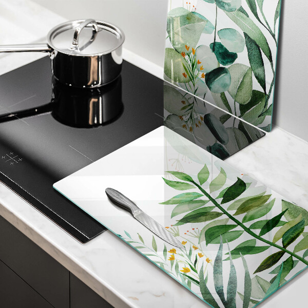 De vidrio templado Ilustración de hojas de plantas