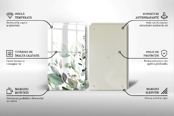 De vidrio templado Plantas de acuarela