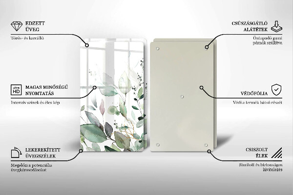 De vidrio templado Plantas de acuarela
