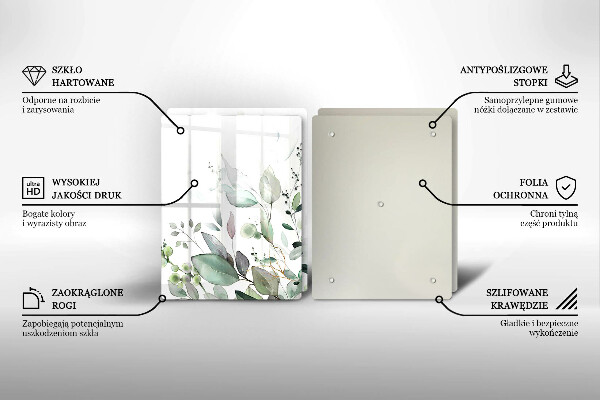 De vidrio templado Plantas de acuarela