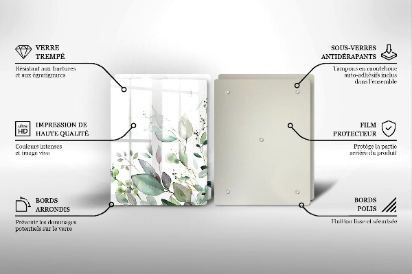 De vidrio templado Plantas de acuarela
