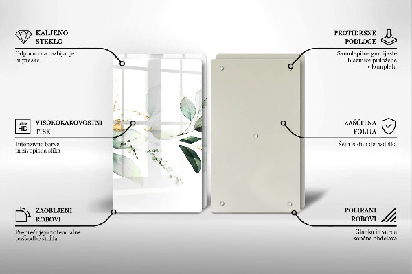 De vidrio templado Hojas de acuarela