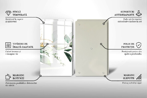 De vidrio templado Hojas de acuarela