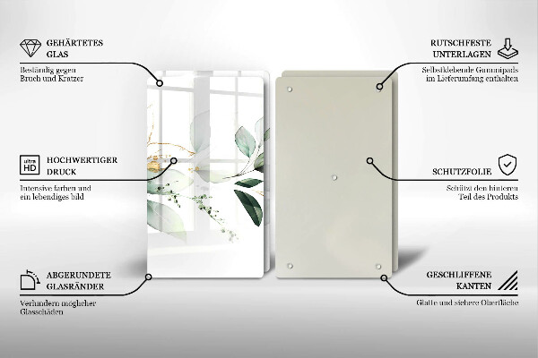 De vidrio templado Hojas de acuarela