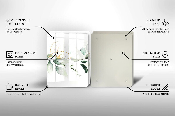 De vidrio templado Hojas de acuarela