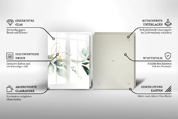 De vidrio templado Hojas de acuarela