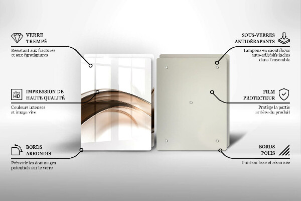 De vidrio templado Líneas marrones abstractas