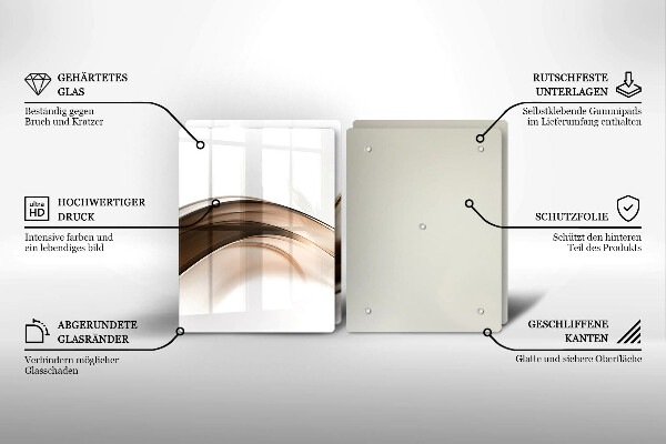 De vidrio templado Líneas marrones abstractas