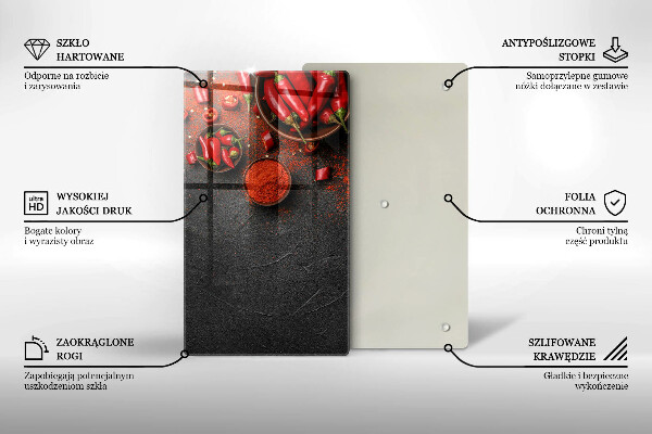 Tabla de cortar de vidrio Chiles rojos