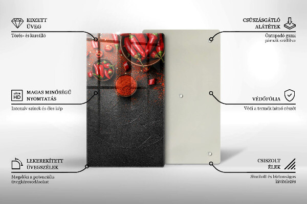 Tabla de cortar de vidrio Chiles rojos