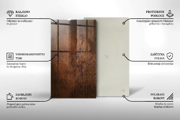 Tabla de cortar de vidrio Tablero de madera oscura