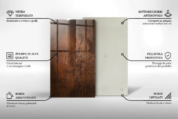 Tabla de cortar de vidrio Tablero de madera oscura