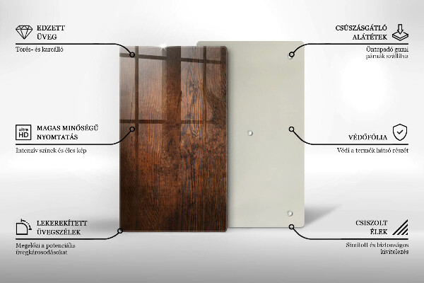 Tabla de cortar de vidrio Tablero de madera oscura