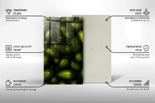 Tabla de cortar de vidrio Fruta de aguacate