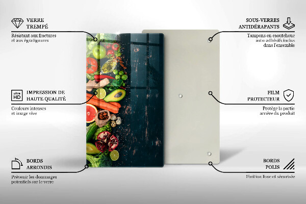 Tabla de cortar de vidrio Frutas y vegetales
