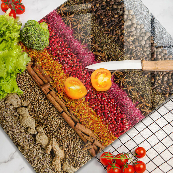 Tabla de cortar de vidrio Especias coloridas