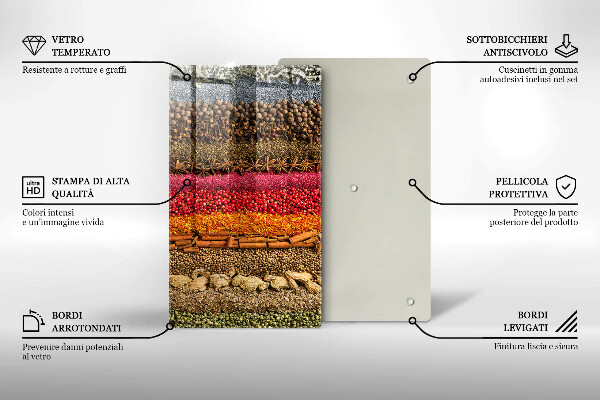 Tabla de cortar de vidrio Especias coloridas