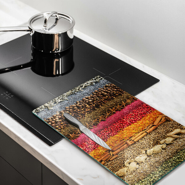 Tabla de cortar de vidrio Especias coloridas