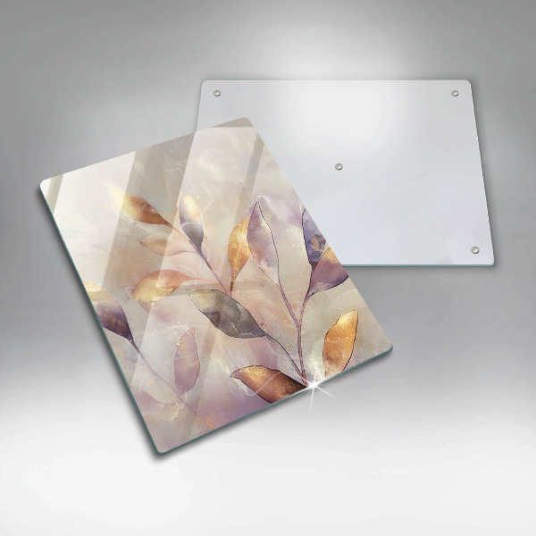 Tabla de cortar de vidrio Hojas boho pintadas