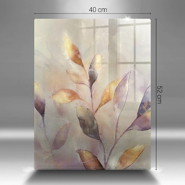 Tabla de cortar de vidrio Hojas boho pintadas