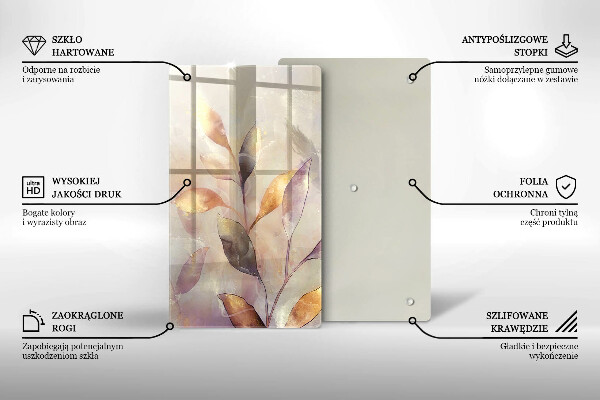 Tabla de cortar de vidrio Hojas boho pintadas