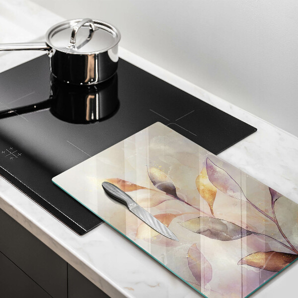 Tabla de cortar de vidrio Hojas boho pintadas