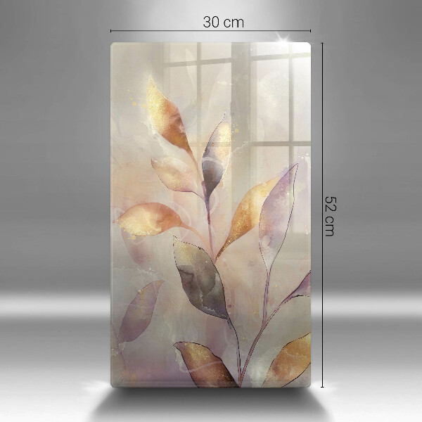 Tabla de cortar de vidrio Hojas boho pintadas