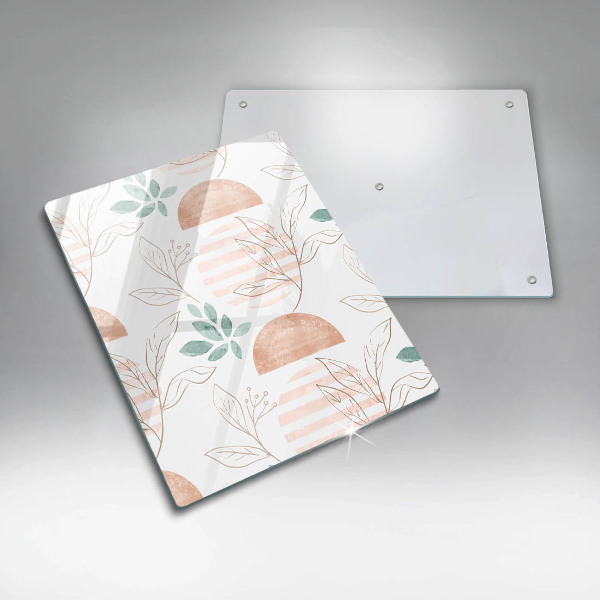 Tabla de cortar de vidrio Patrón de hojas boho