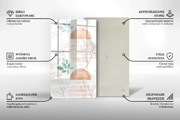 Tabla de cortar de vidrio Patrón de hojas boho