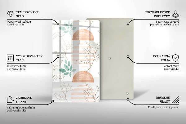 Tabla de cortar de vidrio Patrón de hojas boho