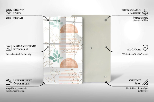 Tabla de cortar de vidrio Patrón de hojas boho