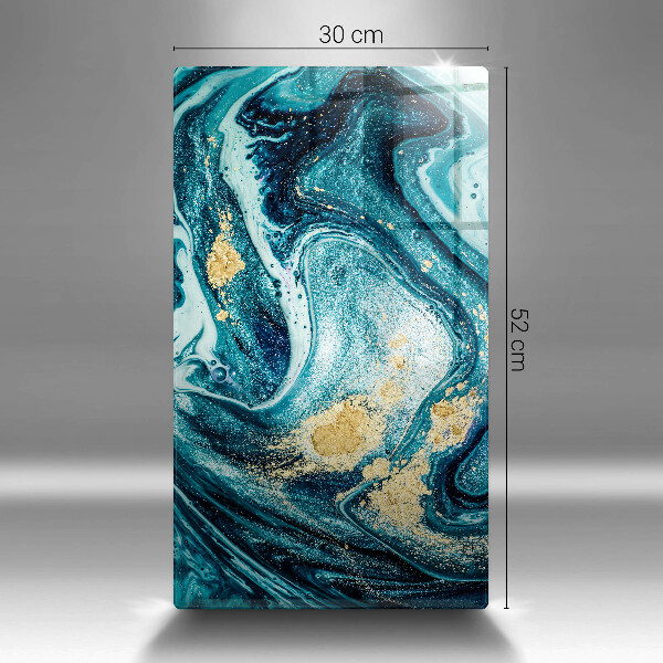 Tabla de cortar de vidrio Abstracción de oro azul