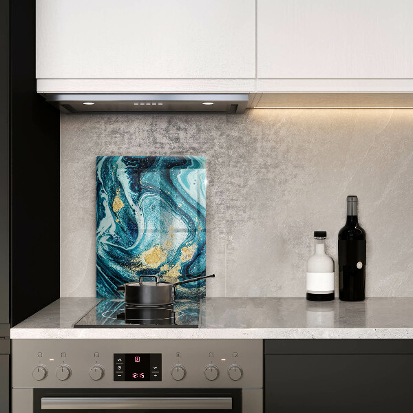 Tabla de cortar de vidrio Abstracción de oro azul