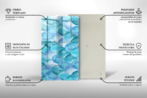 Tabla de cortar de vidrio Escamas de acuarela