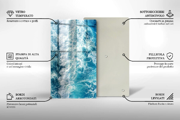 Tabla de cortar de vidrio Olas de agua de mar