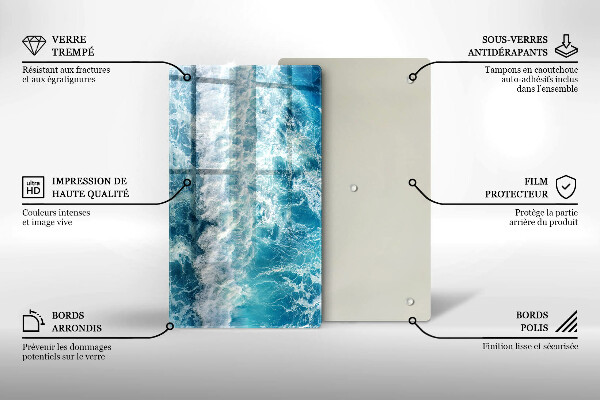 Tabla de cortar de vidrio Olas de agua de mar