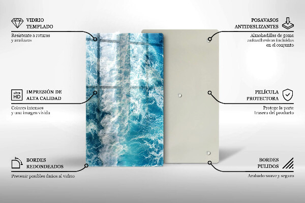 Tabla de cortar de vidrio Olas de agua de mar