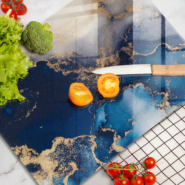 Tabla de cortar de vidrio Fondo elegante y oro