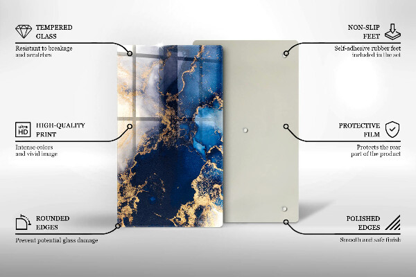 Tabla de cortar de vidrio Fondo elegante y oro