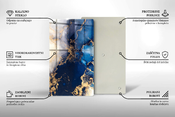 Tabla de cortar de vidrio Fondo elegante y oro