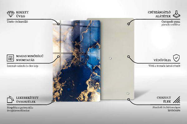 Tabla de cortar de vidrio Fondo elegante y oro