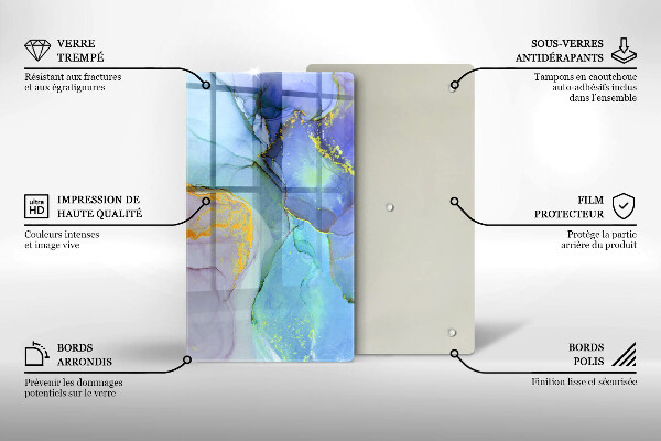 Tabla de cortar de vidrio Piedra dorada agrietada