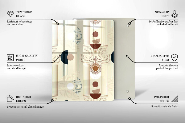 Tabla de cortar de vidrio Patrón de líneas modernas