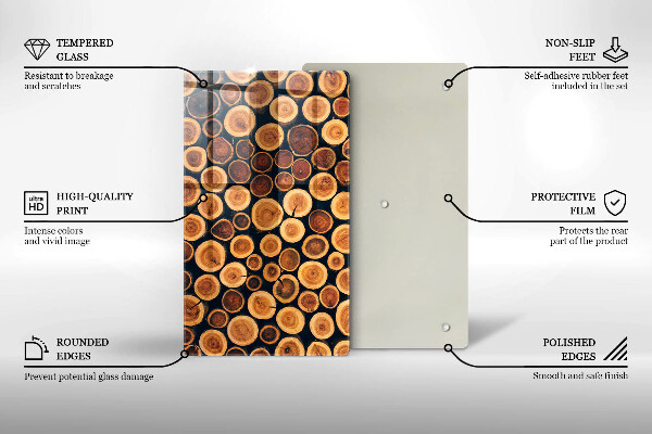 Tabla de cortar de vidrio Tocones de árboles de madera