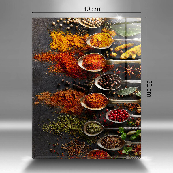 Tabla de cortar de vidrio Cucharas con especias